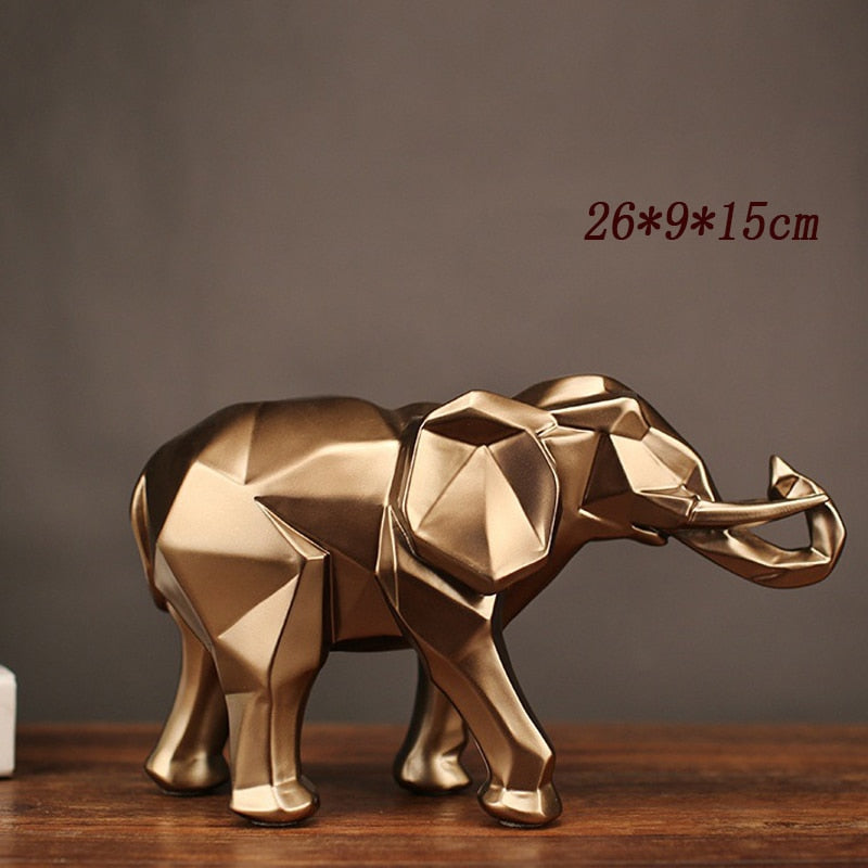 Módní abstraktní zlatý slon socha pryskyřice ozdoby domácí dekorace doplňky dárek geometrický slon sochařství řemesla místnost