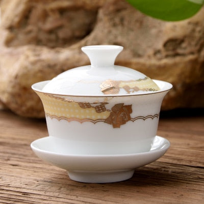 11.11 Gaiwan 80cc Porzellanterrine Chinesisches Keramik-Teeschüssel-Set, abgedeckte Schüssel mit Deckel, Tasse, Untertasse, China-Tassenschalen