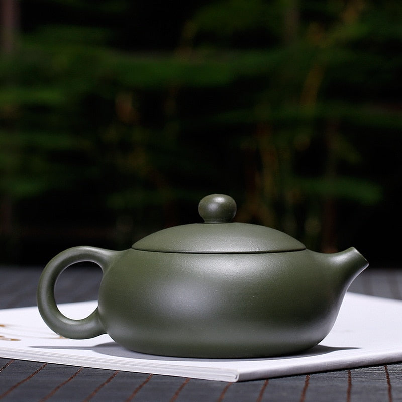 Grønn leire flat shih ball hole yixing wurply leir teapot kinesisk kongfu tepotter 180 ml