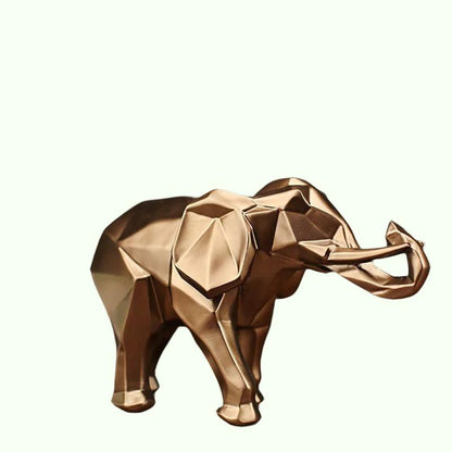 תקציר אופנה פסל פיל זהב קישוטי שרף קישוטים לקישוט הבית אביזרים מתנה חדר פסל פילים גיאומטרי