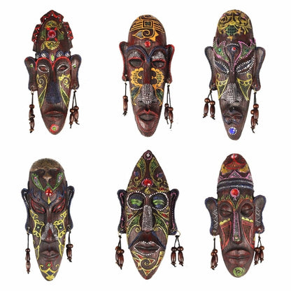 2pcs Zakka 3D Creative Resin Crafts Retro Dekoration Gave Afrikanske masker til hjemmet Stue Bar Wall Hanging Decoration Metope
