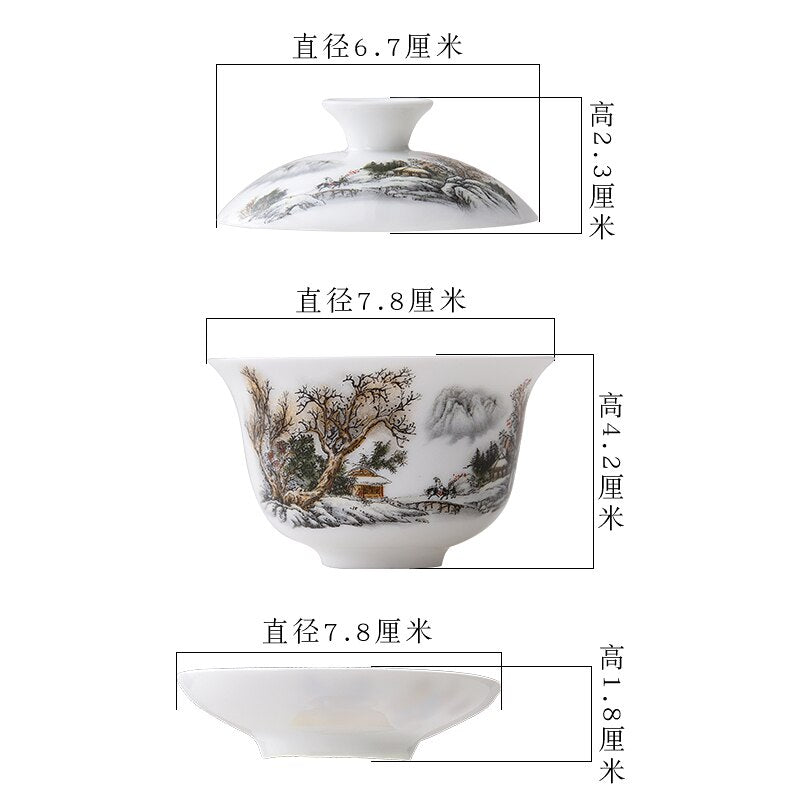 11.11 Gaiwán 80cc Porcelana Tureen Tazón de té de cerámica china Juego de tazón cubierto con tapa de tapa tazones de taza de porcelana