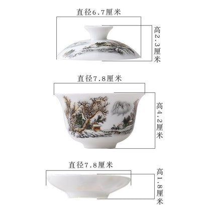 11.11 Gaiwan 80cc Porcelana Treureen Chinesa Cerâmica Tigela de Tea Cerâmica Tigela coberta com tampa de xícara de copo de xícara de xícara de xícara de xícara