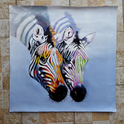 Mintura, met de hand beschilderde moderne cartoon dierenolie op canvas, piggy draagt ​​glazen muurkunst voor woonkamer huisdecoratie