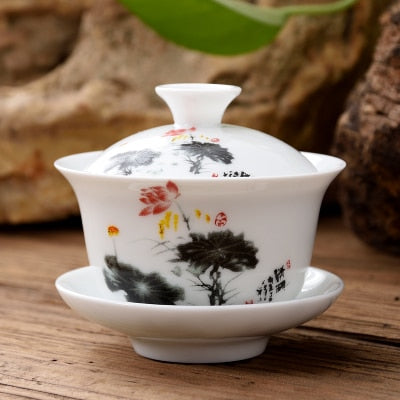 11.11 Gaiwan 80cc porselen Tureen kinesisk keramisk teskål sett dekket skål med lokk kopp tallerken Kina koppboller