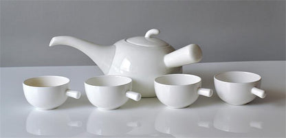 Yaratıcı tasarlanmış, Bone China Tea Pot Seti, Çay için Fabrika Doğrudan Sır Çaydansı, Beş Parçalı Set, Düz Beyaz Seramik Kahve Kupaları
