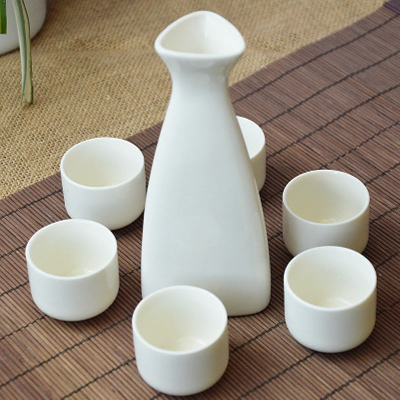 7st keramik japanska skull kruka koppar set hem kök flagon sprit cup drinkware sprit höftkolvar skull vit vin kruka gåvor