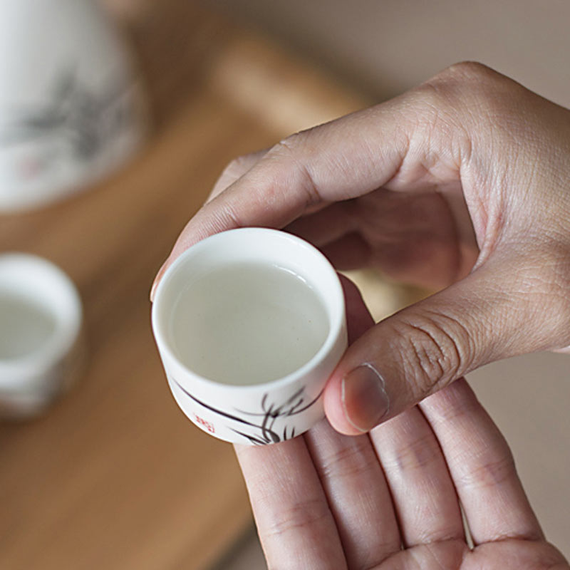 7Pcs Ceramics Japanese Sake Pot Cups Set Home Kitchen Flagon Liquor Cup Drinkware Spirits Hip Flasks Sake White Wine Pot Gifts