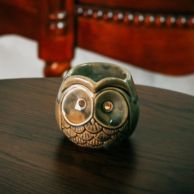 Keramisk aromaterapibrännare Owl Aroma Oil Lampgåvor och hantverk Hemdekorationer Essential Oil Burner Candle Holder