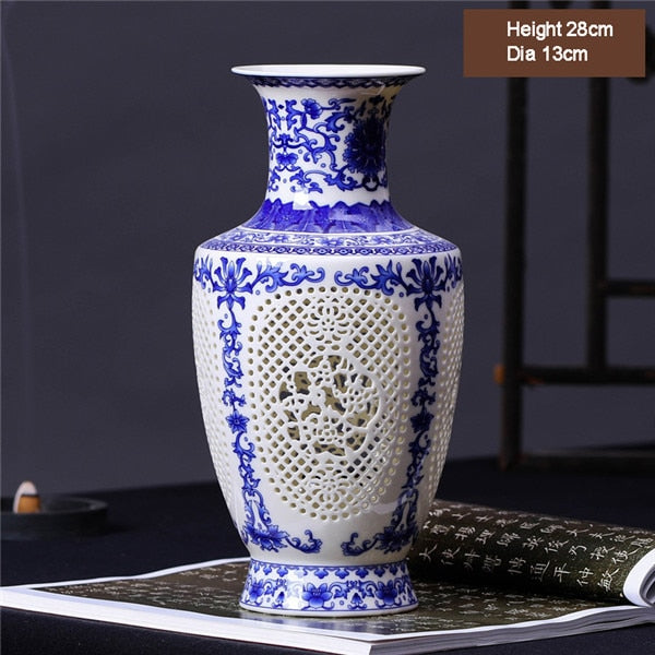 Jingdezhen – Vase Antique en céramique, Vase à fleurs chinois en porcelaine bleue et blanche pour la décoration de la maison, nouvel arrivage 