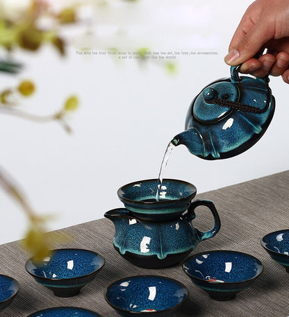Jun-Ofenwechsel-Glasur-Teekanne, Temmoku-Glasurtopf, handgemachter Wasserkocher, Kung-Fu-Teekanne, chinesische Teezeremonie liefert Teekanne 180 ml