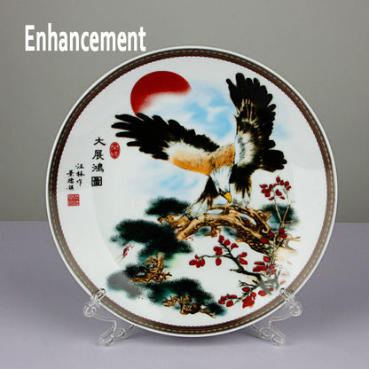 New Chinese Style Lucky Ceramic Ornamental Plate Chinese Decoration Dish Plate Porcelain Plate Set Wedding Gift
