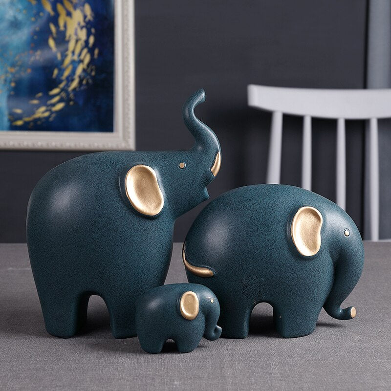 Creative Elephant Ornaments A Family of Three Four Lucky Side Room Living Room TV Cabinet Porch Decorations Gifts  Figurines