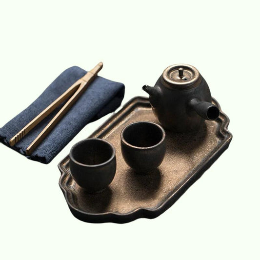 ערכות תה קונג פו סיניות קומקום קרמיקה עם 2 כוסות תה ומגש משתייה של תה תה יפני