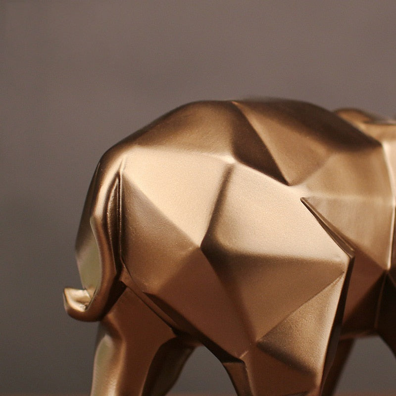 Módní abstraktní zlatý slon socha pryskyřice ozdoby domácí dekorace doplňky dárek geometrický slon sochařství řemesla místnost