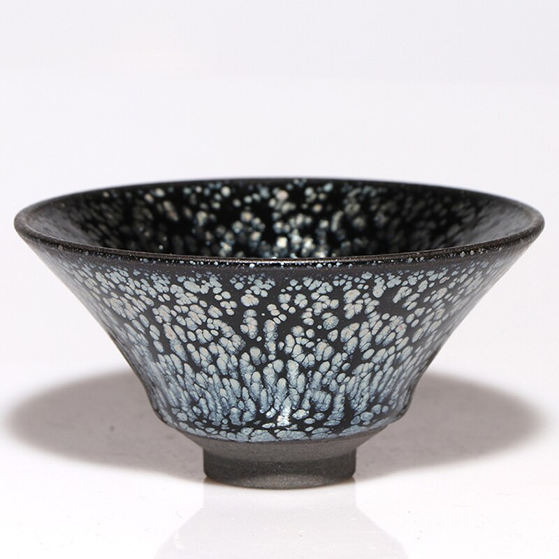 Jianzhan Vintage Cup för Tea Tenmoku Tea Cup Bowl Oil Drop Mönster Glaze Silver i svart toppklass Handverk