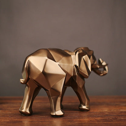 الموضة مجردة الذهب الفيل تمثال الراتنج الحلي إكسسوارات ديكور منزلي هدية هندسية الفيل النحت غرفة الحرف