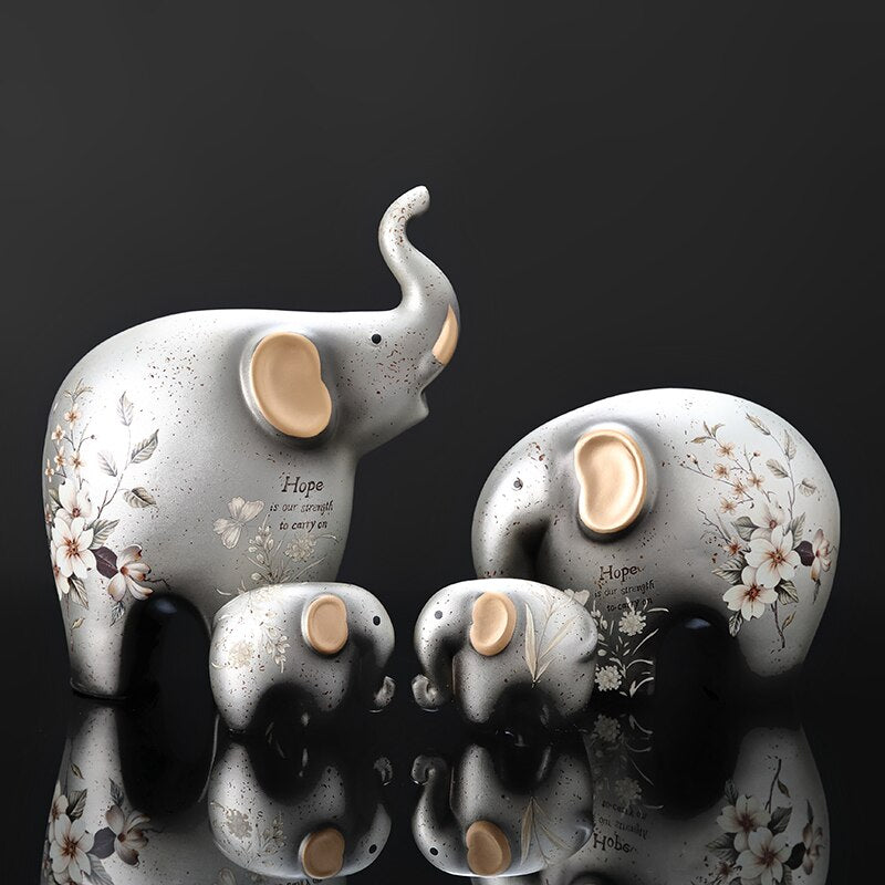 Creatieve olifanten ornamenten Een gezin van drie vier gelukkige zijkamer woonkamer tv -kast veranda decoraties geschenken figurines