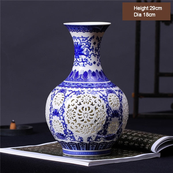 Kedatangan baru antik jingdezhen vas keramik vas bunga porselen biru dan putih untuk dekorasi rumah