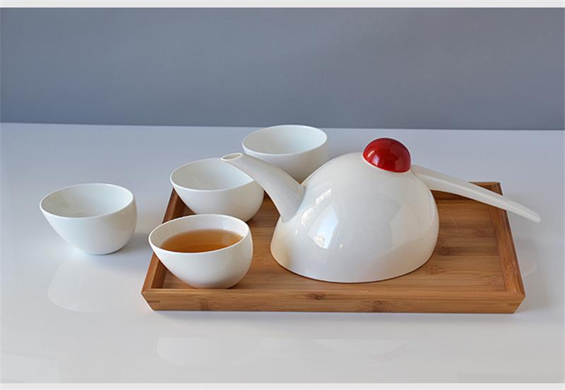 5-teiliges Set, kreativ gestaltet, Set aus Teekanne und Teetassen aus Knochenporzellan, schlichtes Kung-Fu-Teeset aus weißer Keramik, chinesisches Teeservice 