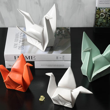 Creative Modern Bird Statue Abstract Ceramic Origami Animal Sculpture Office Living Room Desktop Decorations Home Decor Figurine