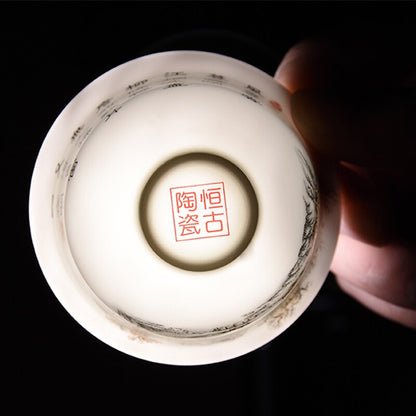 11.11 Gaiwan 80cc porslin Tureen kinesisk keramisk te skåluppsättning täckt skål med lock koppar fat china cup skålar