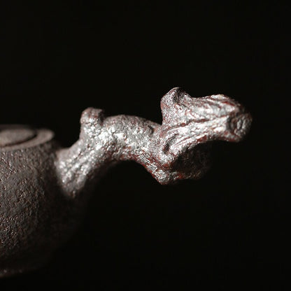 Tetera de cerámica glaseada con óxido con 2 tazas de té y soporte para el juego de té japonés chino