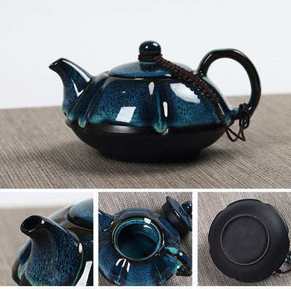 Jun-Ofenwechsel-Glasur-Teekanne, Temmoku-Glasurtopf, handgemachter Wasserkocher, Kung-Fu-Teekanne, chinesische Teezeremonie liefert Teekanne 180 ml