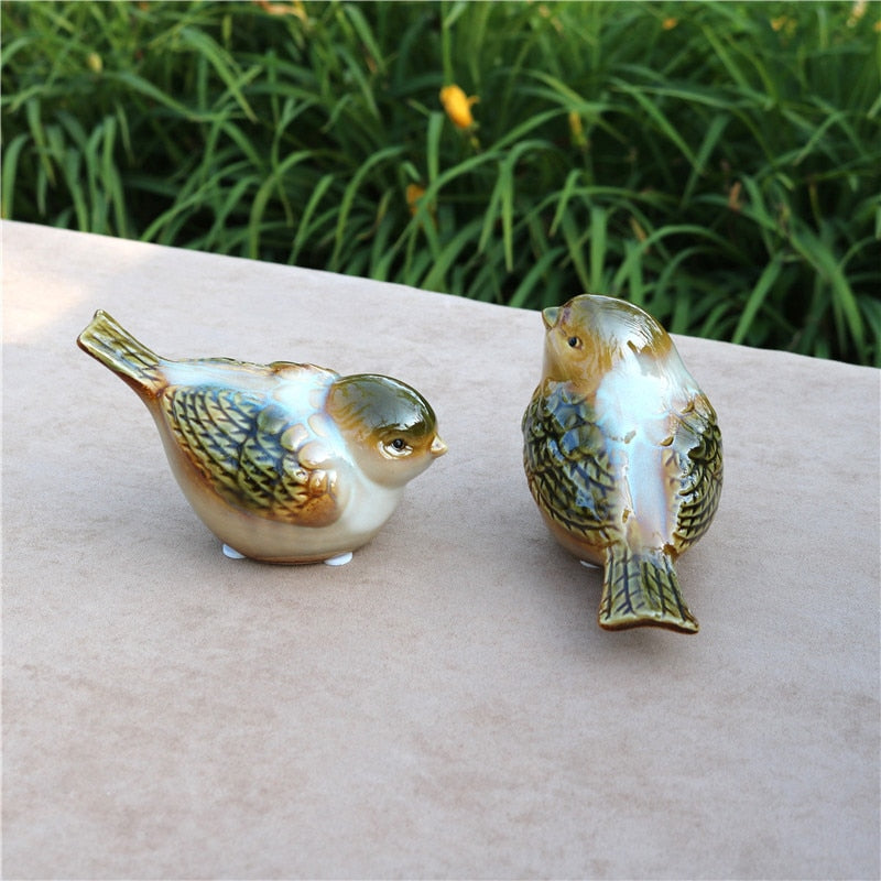 Delikat porslinälskare fågel miniatyr dekorativ keramisk fågelartikel figur skrivbord prydnad hantverk nuvarande tillbehör