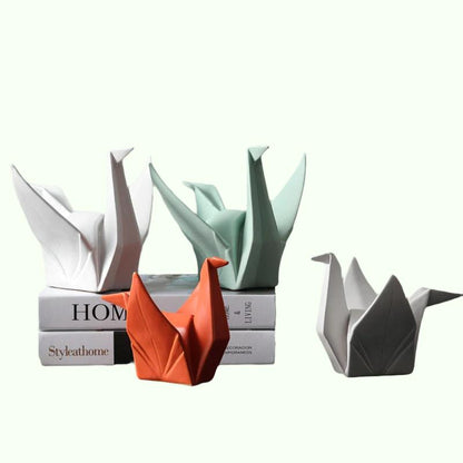Estátua criativa de pássaro moderno abstrato de cerâmica de origami escultura de animais decoração de sala de estar decoração de desktop decoração de casa estatueta