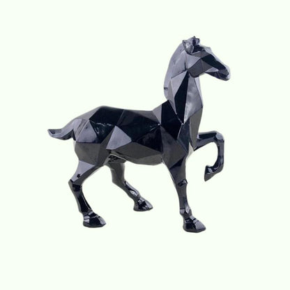 Statue de cheval blanc abstraite moderne, ornements en résine, accessoires de décoration pour la maison, cadeau, Sculpture de cheval noir en résine géométrique 