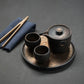 Service à thé chinois kung fu, théière en céramique avec 2 tasses à thé et plateau, service à thé japonais, verres