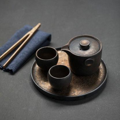 Teh Kung Fu Kung Fu China Teh Keramik dengan 2 Teh Teh dan Baki Set Teh Jepang Set Minuman