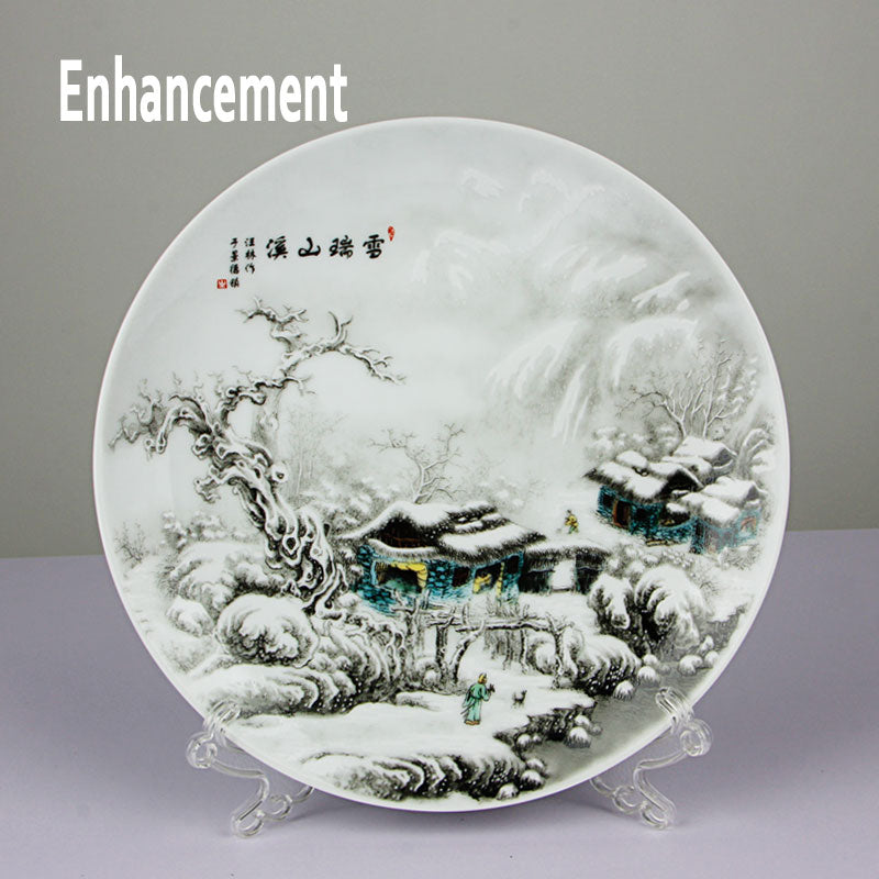 Ny kinesisk stil heldig keramisk prydplade Kinesisk dekorationsskål Porcelænsplade Indstil bryllupsgave