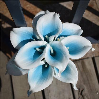 10 azul marino azul lirios pu tacto real touch flores decoración de bodas centros de mesa falsas flores artificiales decoración del hogar