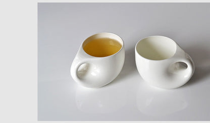 Pot & set cangkir teh tulang putih polos, bentuk drop air, set lima potong, set teh Inggris, teko untuk teh, set kopi keramik