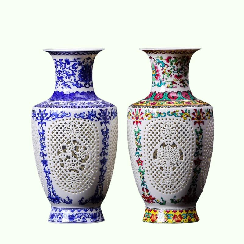 新しい到着アンティークジンデンセラミック花瓶中国の青と白の磁器の花花瓶の家庭装飾用