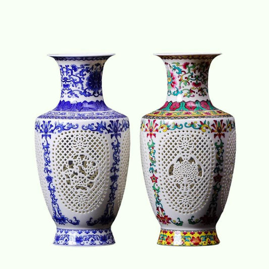Ny ankomst Antikk Jingdezhen keramisk vase kinesisk blå og hvit porselen blomstervase for hjemmet dekor
