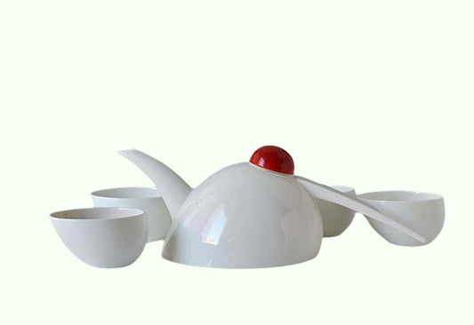Set 5pcs, Dirancang Kreatif, Set Teapot China dan Set Teh, Set Teh Kung Fu Keramik Putih Plain, Layanan Teh Teh Cina