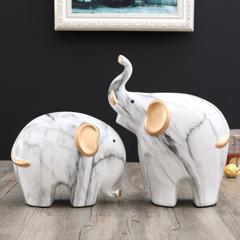 Ornamentos criativos de elefante Uma família de três quatro da sala de estar da sala de estar da sala de estar para gabinete de TV Decorações de decoração para estatuetas