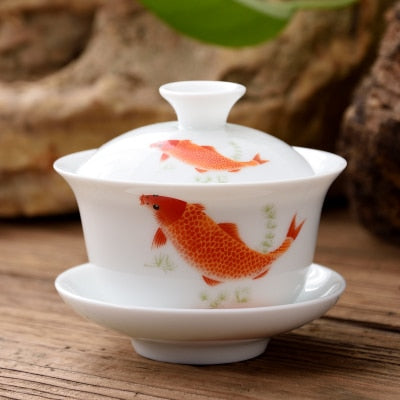 11.11 Gaiwan 80cc porcellana Tureen ciotola da tè in ceramica cinese ciotola coperta con tazza di piattino da piattino di palude ciotola