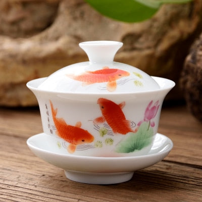 11.11 Gaiwan 80cc porselen Tureen kinesisk keramisk teskål sett dekket skål med lokk kopp tallerken Kina koppboller