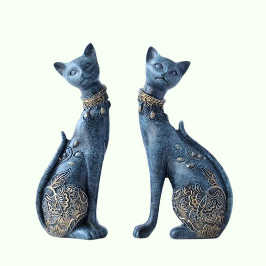 Estátua de gato de resina decorativa para estatuetas para decorações de casa European Creative Wedding Animal Animal Home Decor Sculpture