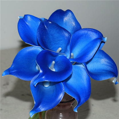 10 네이비 블루 칼라 백합 Pu 진짜 터치 꽃 결혼 장식 꽃다발 중심 가짜 인공 꽃 가정 장식