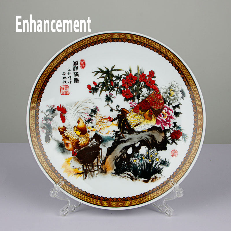 Gaya Cina Baru Beruntung Keramik Piring Hias Dekorasi Cina Piring Dish Porselen Piring Set Hadiah Pernikahan