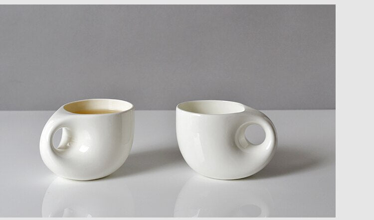 Ensemble théière et tasse en porcelaine blanche unie, forme de goutte d'eau, ensemble de cinq pièces, service à thé anglais, théière pour le thé, service à café en céramique 
