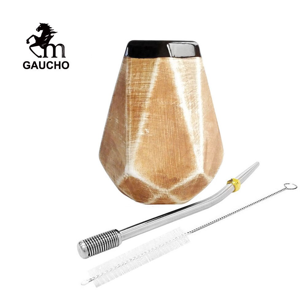 1 szt./Partia gaucho yerba mate gurds Ceramiczne kubki na kalabasz 250 ml z bombilą słomy filtracyjną i szczotką do czyszczenia