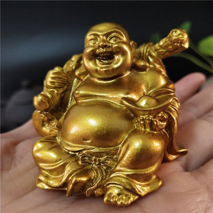 Statue Buddha che risate dorate cinese feng shui fortunato denaro maitreya buddha sculture figurine statue decorazioni del giardino domestico
