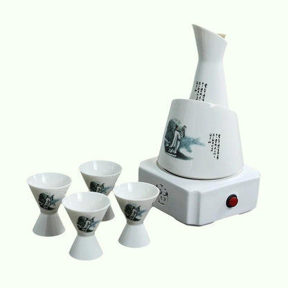 Ensemble de tasses à saké en céramique, vin froid, imprimé Antique, ensemble de saké rustique classique avec ustensiles ménagers plus chauds