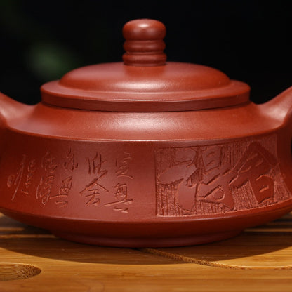 Yixing, violetti savi teekannu, käsinhaluinen Dahongpao, Stone Scoop Kung, Fu-teekannu, juomavaatteet, puku tummalle teelle, teetä, teetä,